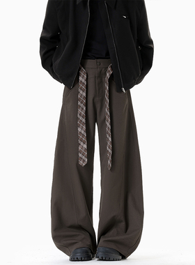 OCW潮牌 美式街头腰带设计感弯刀裤男2026春秋新款阔腿垂感休闲裤