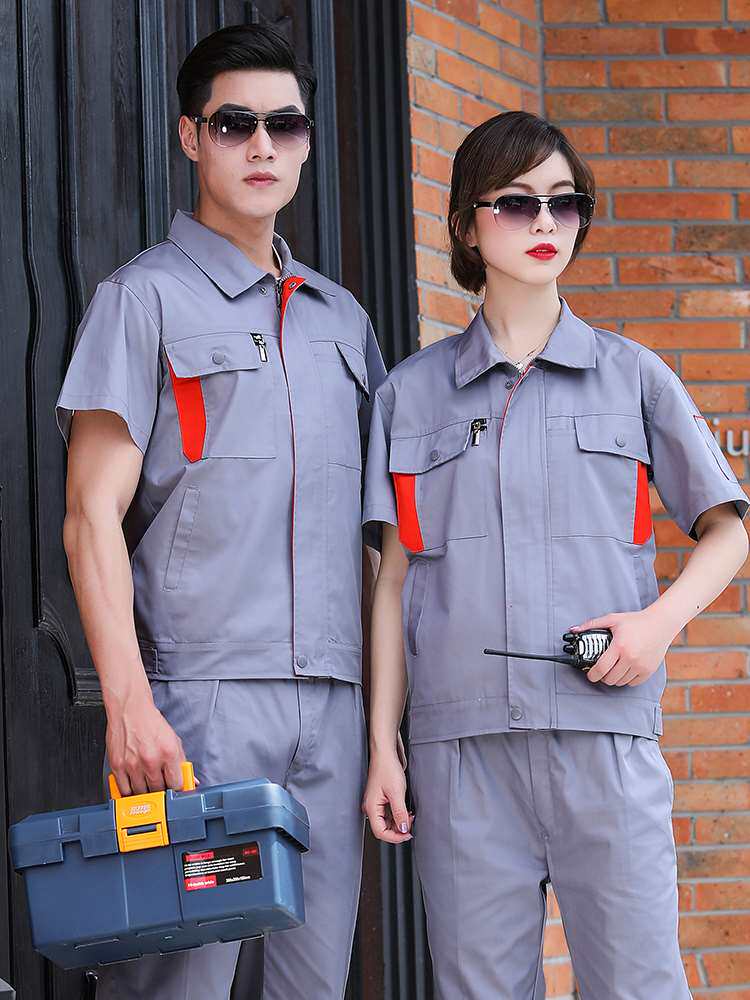 夏季工作服套装男短袖薄款棉劳保服电焊服车间工装工程服上衣定制