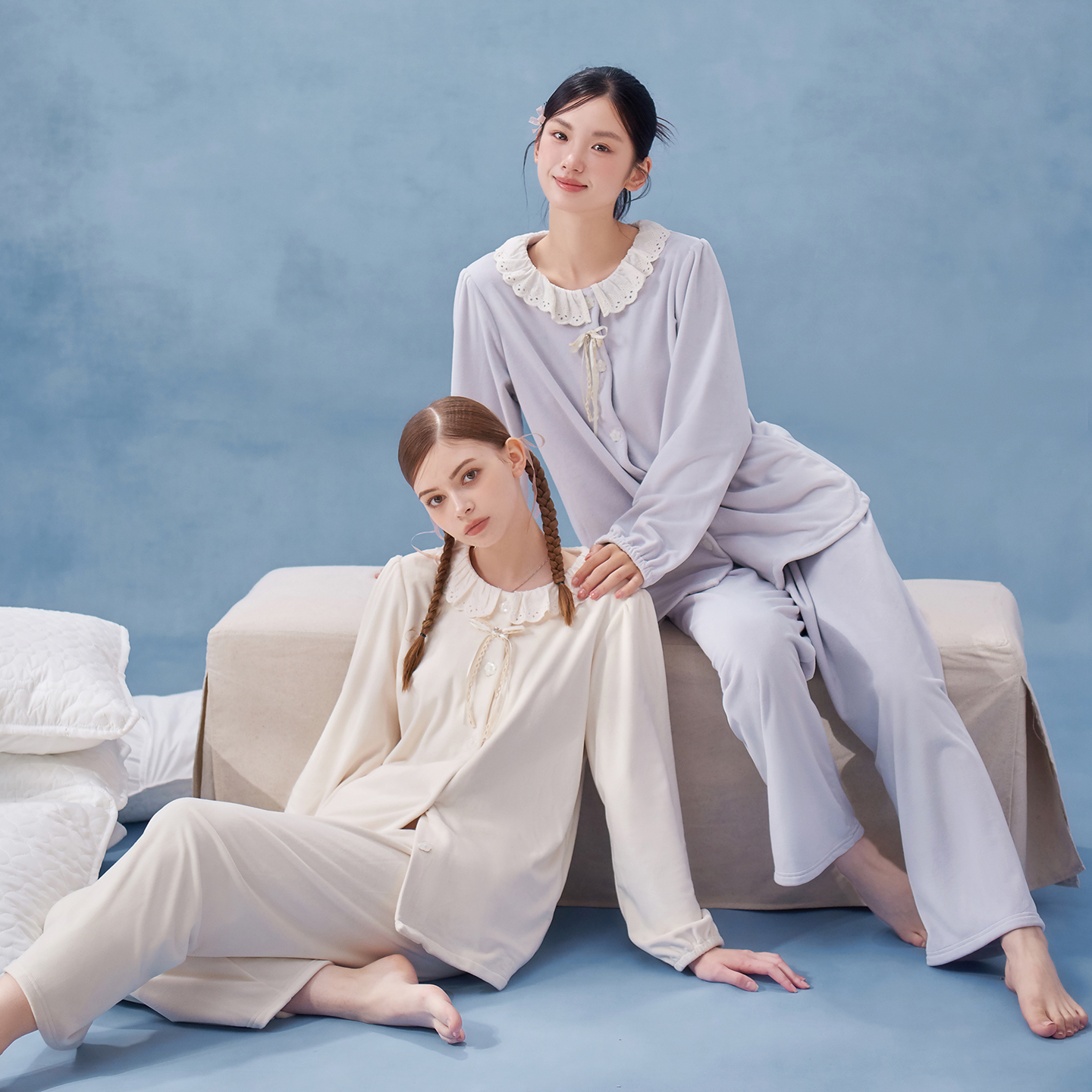 思莉太太秋冬季海岛绒薄绒家居服