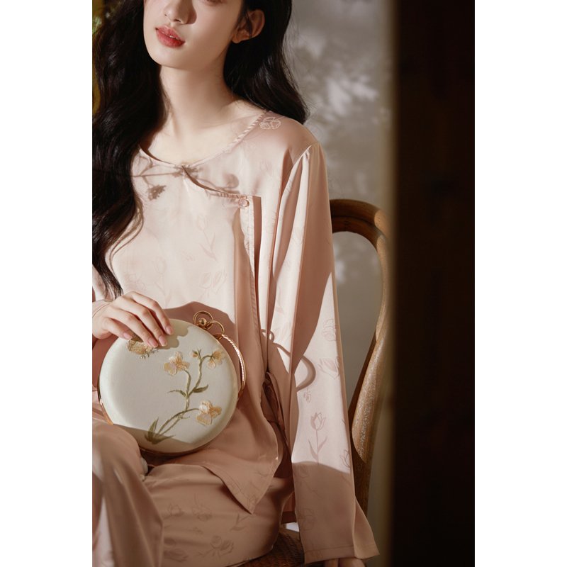 思莉太太女冰丝新中式睡衣