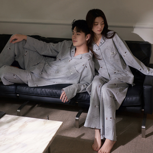 思莉太太情侣睡衣女款纯棉长袖漂亮出门简单男士年轻春夏季家居服