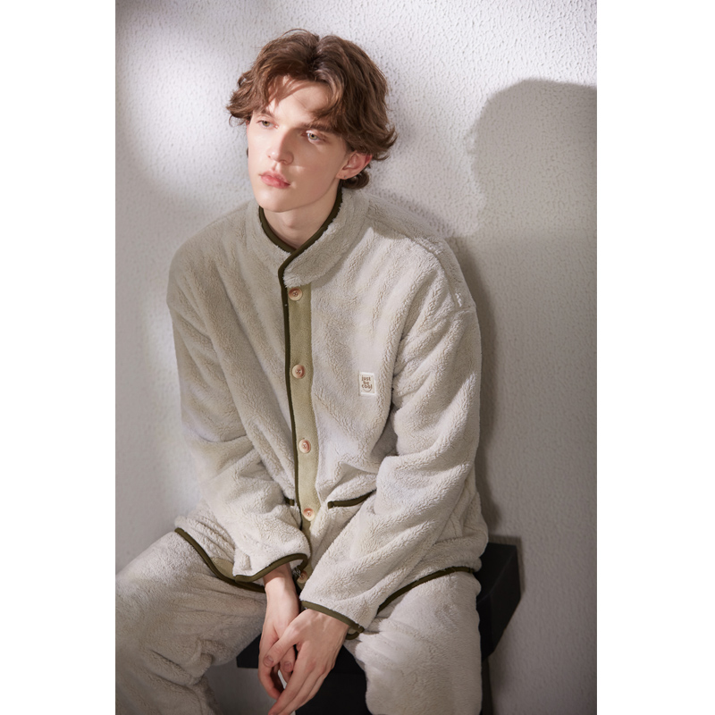 思莉太太男珊瑚绒加厚加绒睡衣