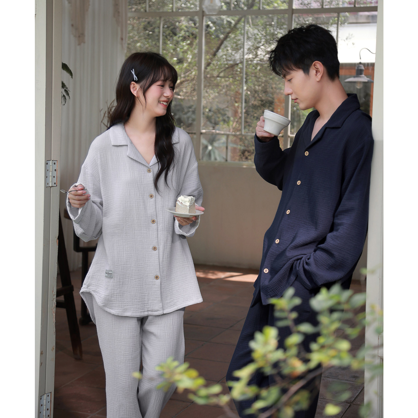 思莉太太婴儿级全棉纱布情侣睡衣