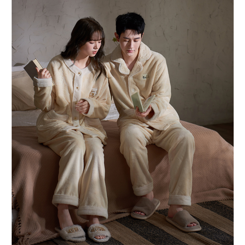 思莉太太情侣珊瑚绒冬季睡衣
