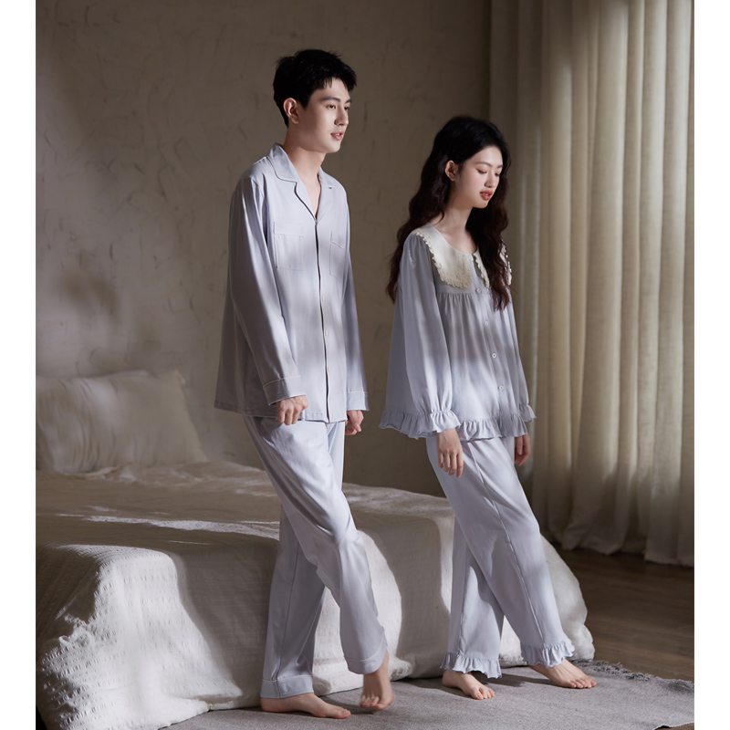 思莉太太情侣纯棉春秋睡衣