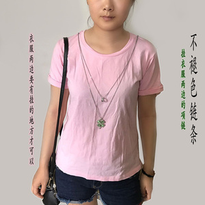 时尚百搭双层长款不掉色项链衣服双肩膀挂件女装饰配饰品挂链日韩