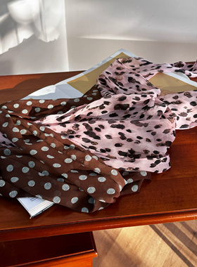 fifth 丝巾女春夏2025时尚ffu波点印花高级百搭配饰法式加长围巾