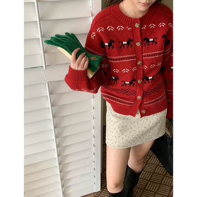 设计感圣诞节日新年提花毛衣