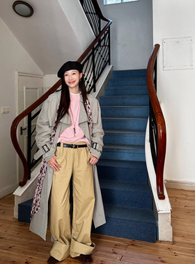 fifth风衣外套女2025春秋新款高级感ffu博主风双排扣翻领长款大衣