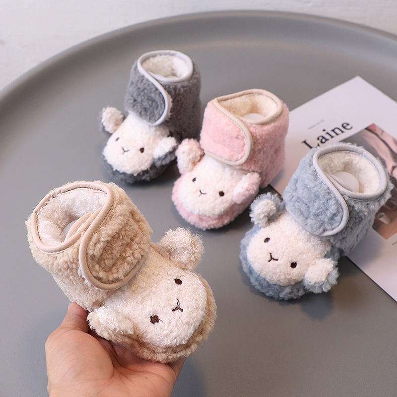 婴儿鞋子0-1岁秋冬6-12月男宝宝软底防滑学步鞋不掉加绒加厚棉鞋