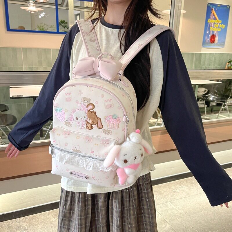 可爱萌卡通印花双肩包女2026新款通勤大容量后背包学院风上课书包