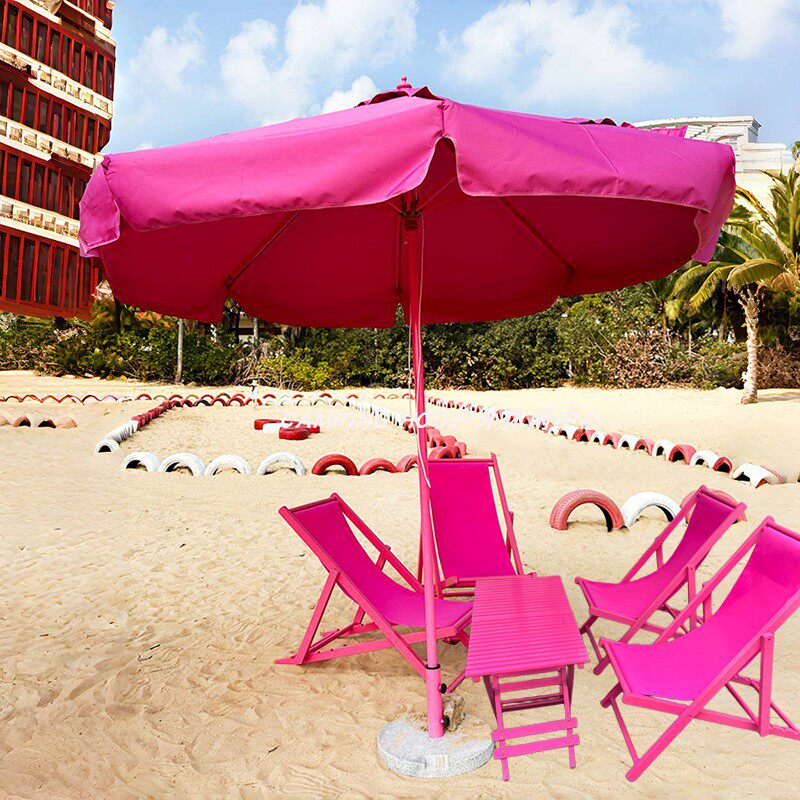 粉色玫红色户外沙滩伞遮阳伞网红沙滩海边立式户外太阳大伞罗马伞