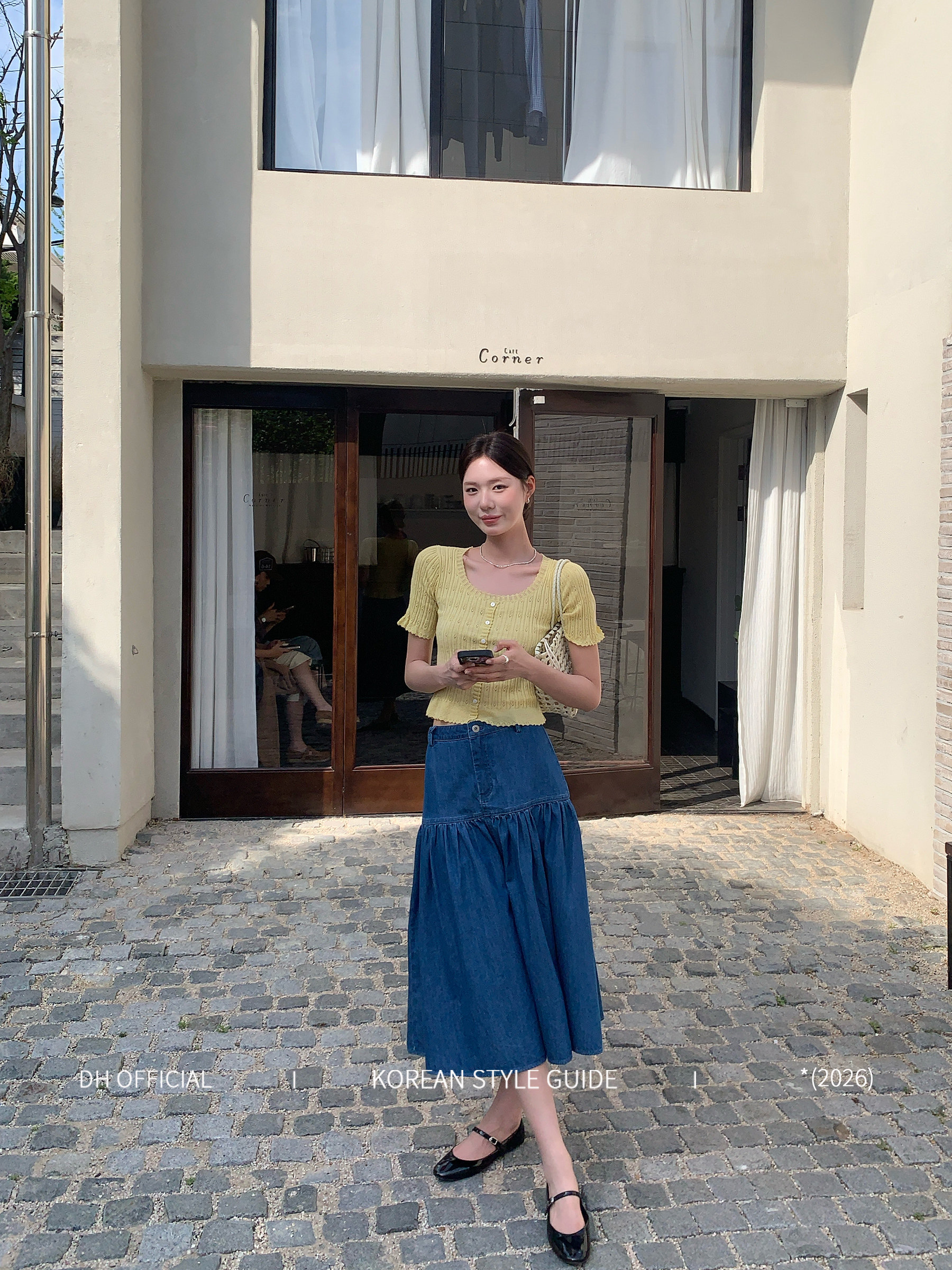 thumbnail for DH big flower [island fragment] Korean retro design pleated A-line floral versatile travel skirt summer