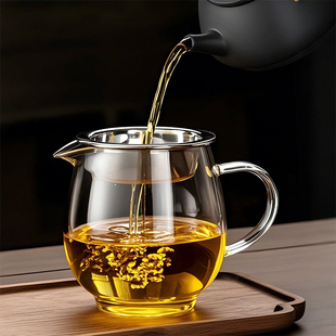 高档加厚公道杯过滤分茶器耐高温玻璃一体公杯茶漏套装茶具配件