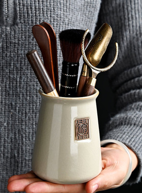 黑陶茶道六君子组合整套装茶桌上笔筒收纳罐茶具配件轻奢泡茶工具