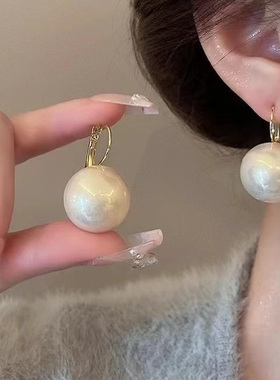 港风复古夸张珍珠耳扣式耳环女小众独特设计欧美冷淡风耳坠耳饰品