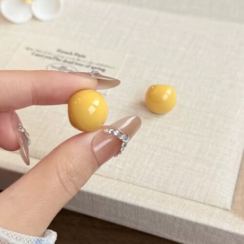 夏季新款姜黄C形甜美百搭耳钉