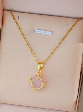 日韩精致仿猫眼锆石魔方几何项链