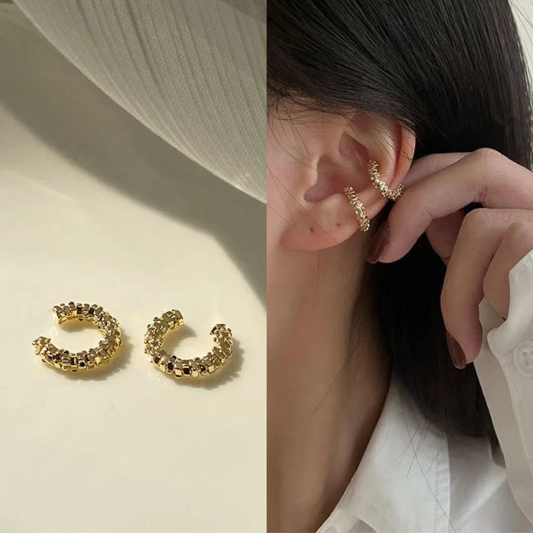 小众设计感金属齿轮耳环女气质百搭无耳洞耳夹潮网红耳窝耳环高级