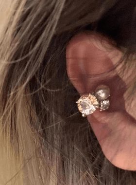 爆闪锆石仿珍珠耳环耳夹小众设计高级感耳饰时尚轻奢无耳洞耳骨夹