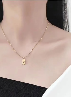 幸运数字7蛇骨项链女ins简约