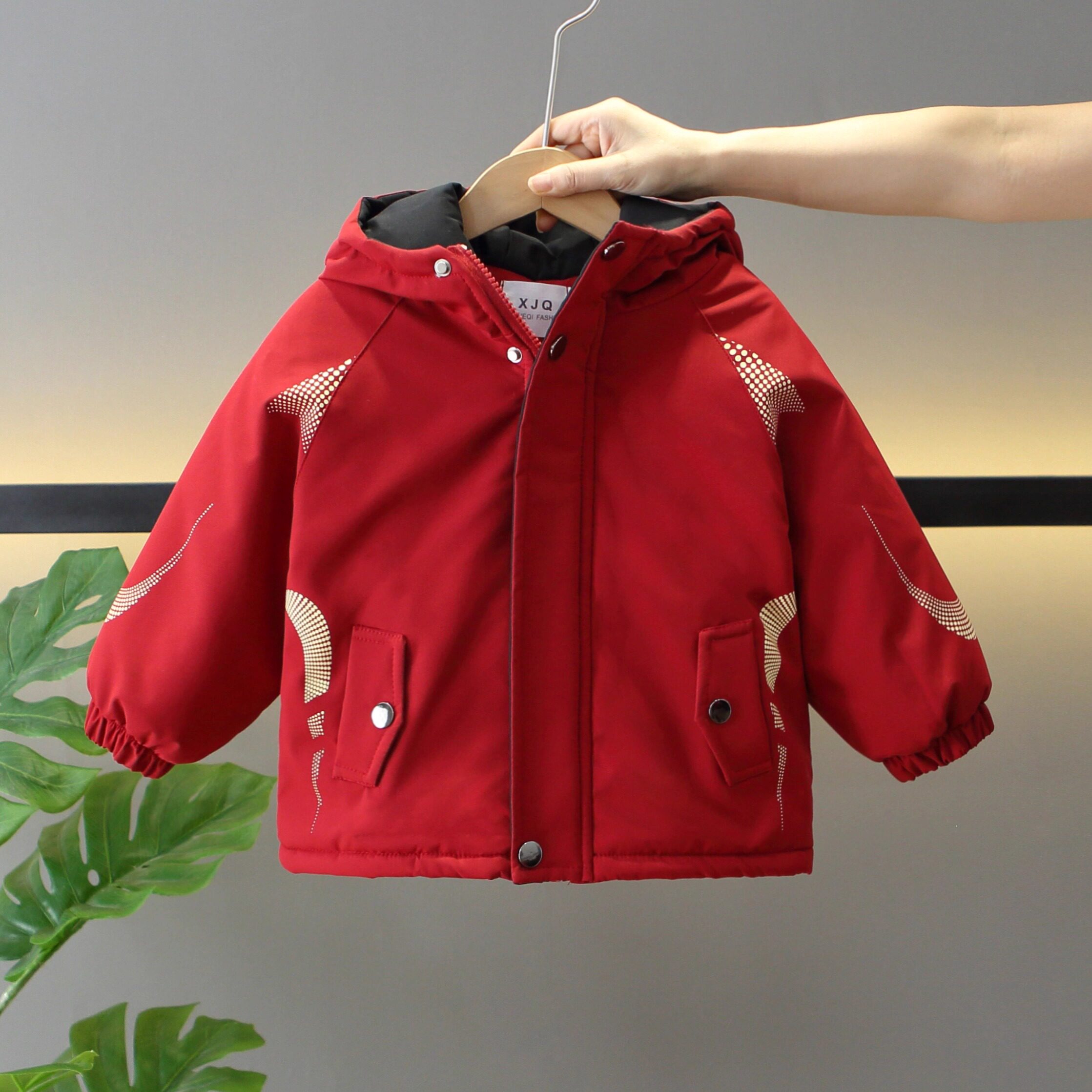 男童派克服加绒加厚冬季2025新款宝宝冬装外套夹棉小男孩冬天衣服