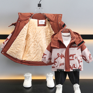 棉衣外套夹棉冬款 棉服宝宝加绒加厚棉袄洋气冬季 2024新款 男童冬装