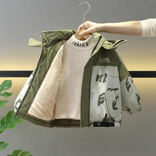 宝宝痞帅棉服 加绒加厚儿童冲锋衣冬季 男童外套秋冬款 夹棉2025新款