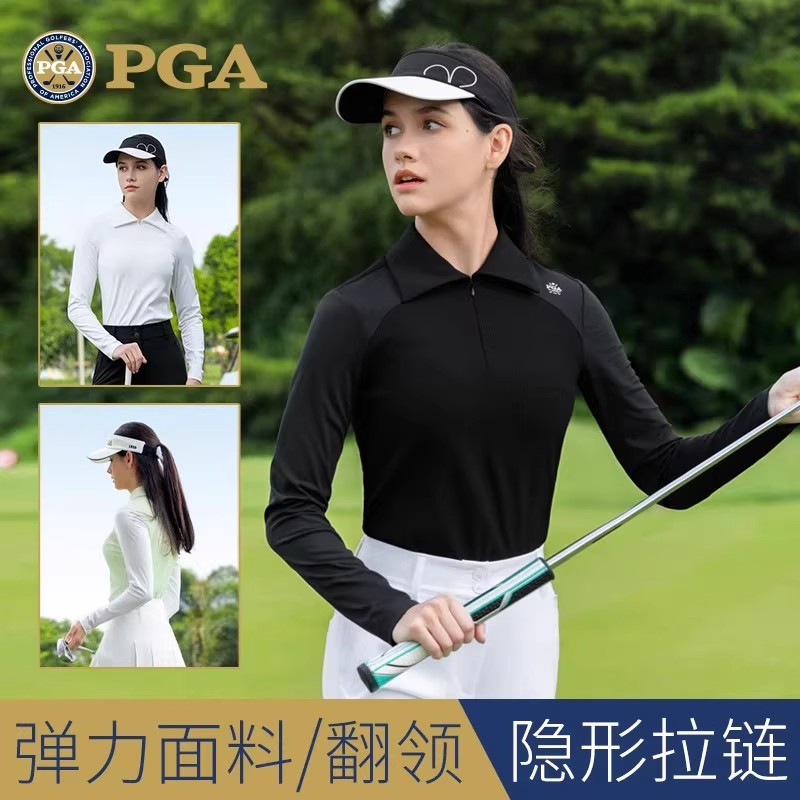 PGA高尔夫服装2025秋冬长袖T恤女