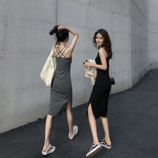 女开叉气质显瘦内搭打底裙纯欲 2025年新款 长款 吊带连衣裙外穿夏季