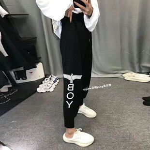 秋季新款快手网红同款老鹰九分束脚裤女韩版百搭潮流学生运动裤子