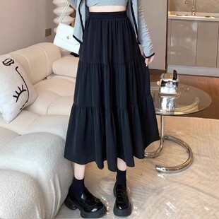 长裙202春夏秋新款 a字裙遮胯显瘦仙女 百褶半身裙女气质高腰中长款