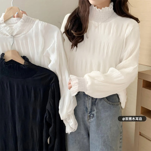 2026秋冬季 女装 白色半高领打底洋气上衣 胖mm新款 大码