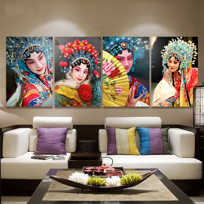 京剧花旦挂画中国风饭店画火锅店墙面装饰挂画国粹戏剧脸谱装饰画