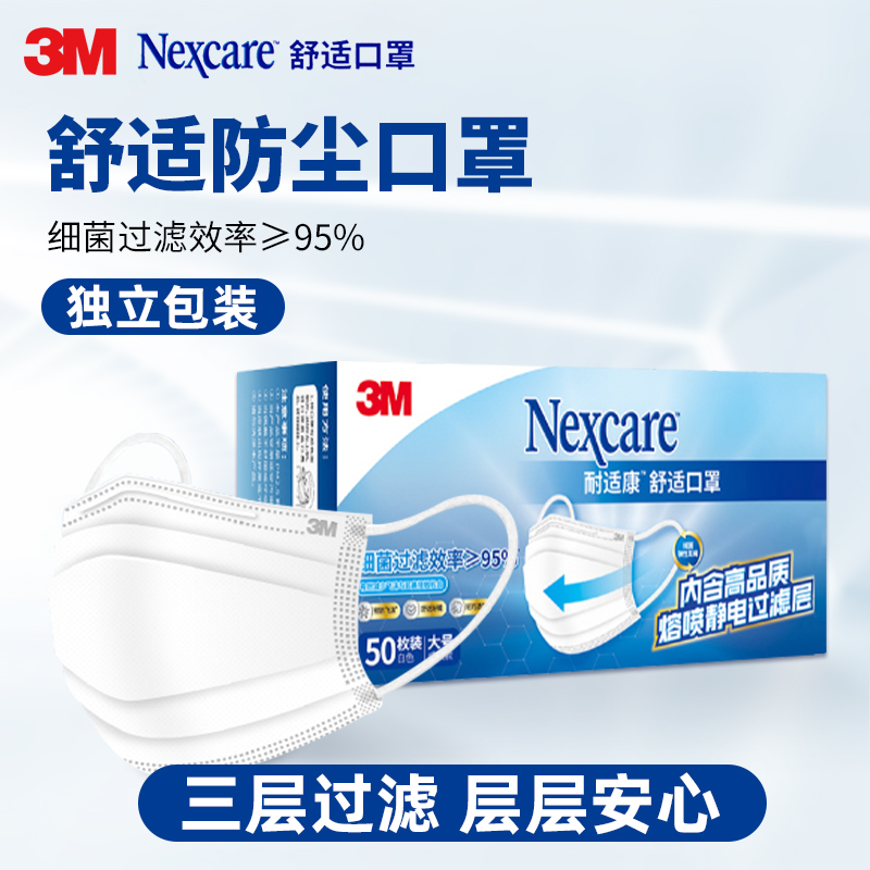 3m一次性口罩适康防尘成人白色