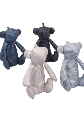 新款黑胶千鸟格公仔玩偶小熊五折伞超轻铝骨防风遮阳伞晴雨伞便携