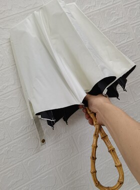 新品外贸尾货白色公主伞黑胶遮阳伞超强防晒晴雨两用防紫外线竹柄