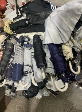 瑕疵处理日单assa弯钩三折伞黑胶遮阳伞太阳伞晴雨伞折叠条纹波点