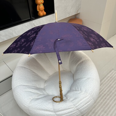 日系高颜值复古小清新紫色棉布烧花遮阳伞晴雨伞两用圆环竹手柄女