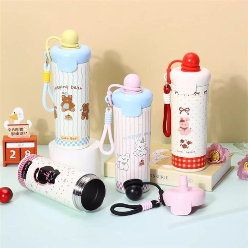 新款316不锈钢便携吸管保温杯高颜值浮球创意水杯大容量卡通杯子