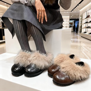 跟高四公分舒适百搭女鞋 羊绒版 新款 两穿毛毛勃肯鞋 复古斯拉夫式