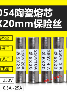 熔断器芯R054 0.5A1A2A3A4A5A6A8A10A13A15A16A20A陶瓷保险5X20mm