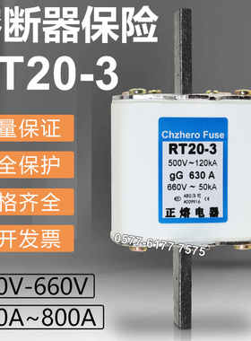 正熔保险RT20-3 500V 800A 630A 560A 500A 450A 400A熔断器熔芯