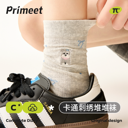 派米女士春夏卡通刺绣中筒袜