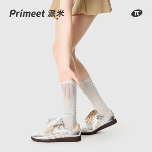 PRIMEET 长筒袜芭蕾风网眼长袜春夏棉袜 派米堆堆小腿袜女夏季 薄款
