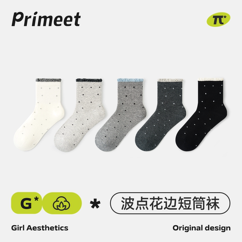派米夏季薄款女芭蕾波点短筒袜