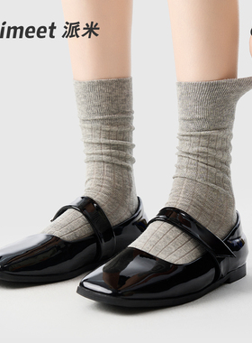灰色袜子女款春秋白色堆堆袜搭配小皮鞋miu系中筒袜2026新款棉袜