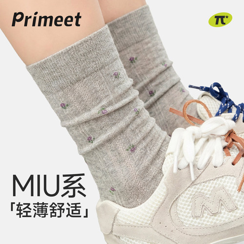 派米春夏薄款miu系中筒袜女