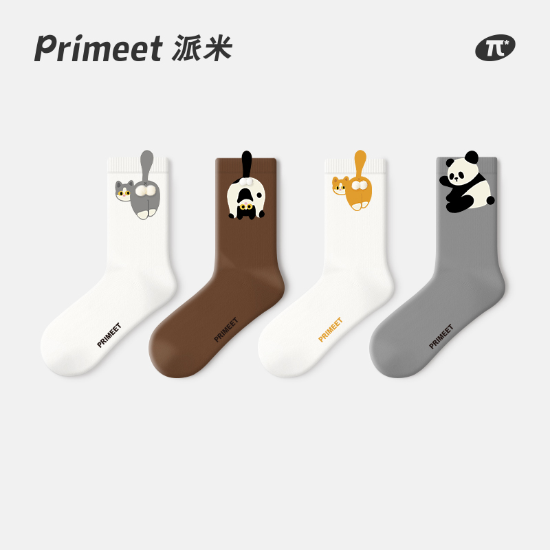派米卡通可爱中筒袜透气无骨