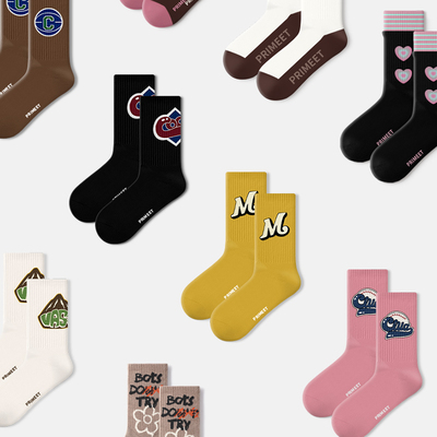 PRIMEET/派米男女运动字母中筒袜